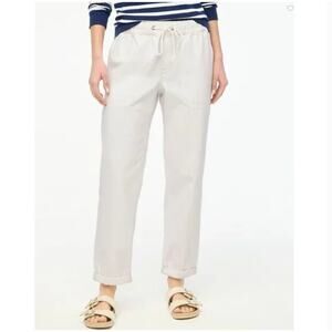 J Crew Drawstring Jeans 34 NWT White Denim Straight Leg Comfy Travel Beach BY903